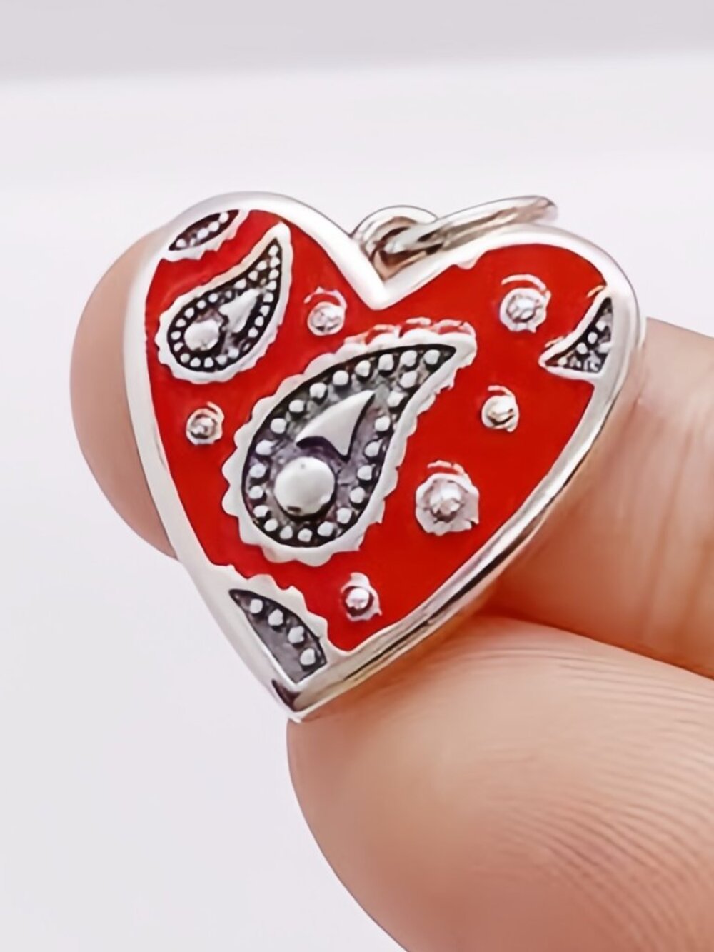 James Avery Enamel Western Bandana Heart Charm